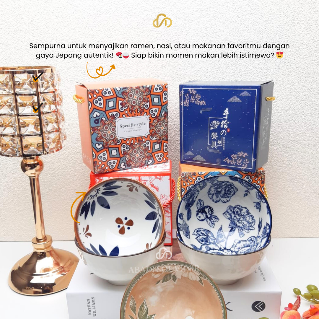 Mangkok jepang set isi 1 box cantik - Gambar 5