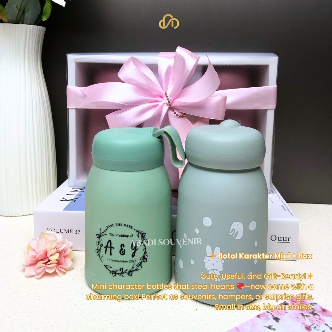 Botol Minum Kaca Mini Kelinci Rabbit Cute Imut 330Ml Botol Karakter Mini Tumblr Tumbler - Gambar 3
