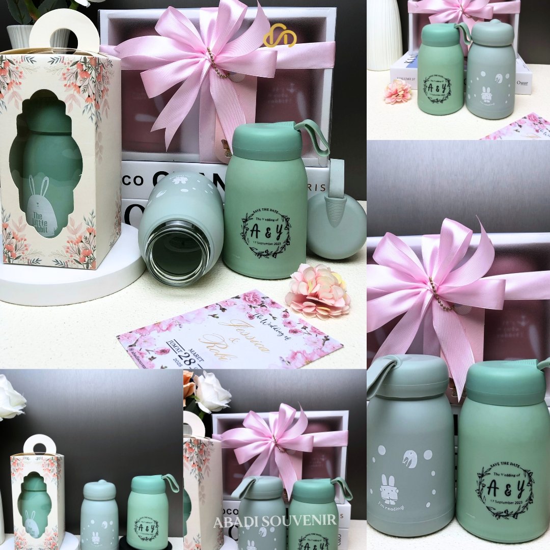 Botol Minum Kaca Mini Kelinci Rabbit Cute Imut 330Ml Botol Karakter Mini Tumblr Tumbler - Gambar 7