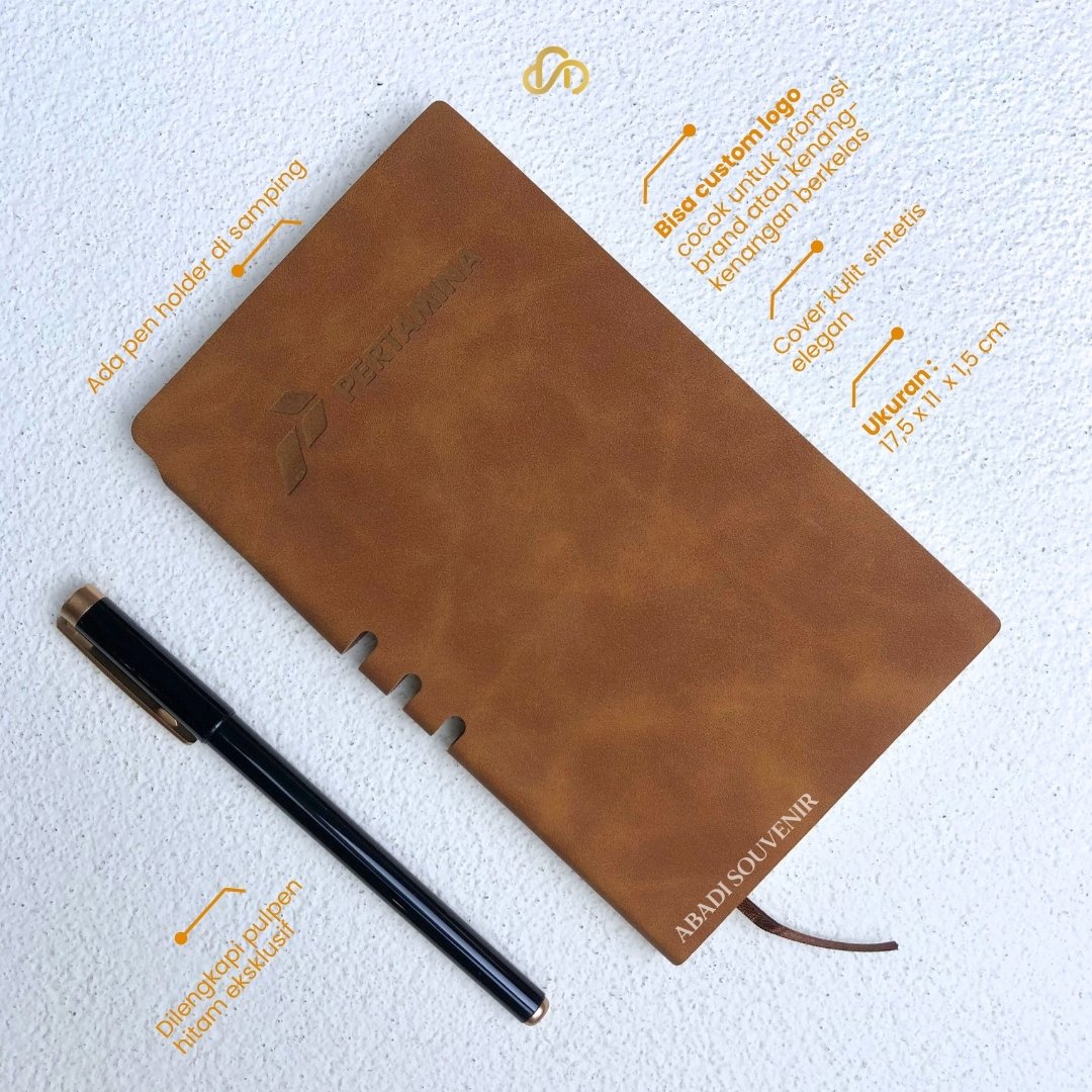 Notebook With Pen Leather Agenda A6 Pena Buku Catatan - Gambar 3