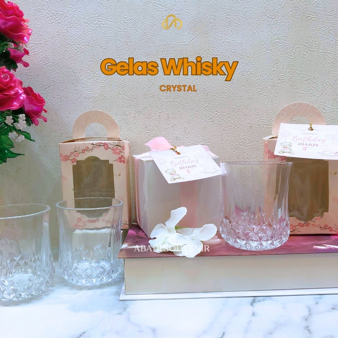 Gelas Whisky Crystal Aesthetic Kaca 220ml Bening