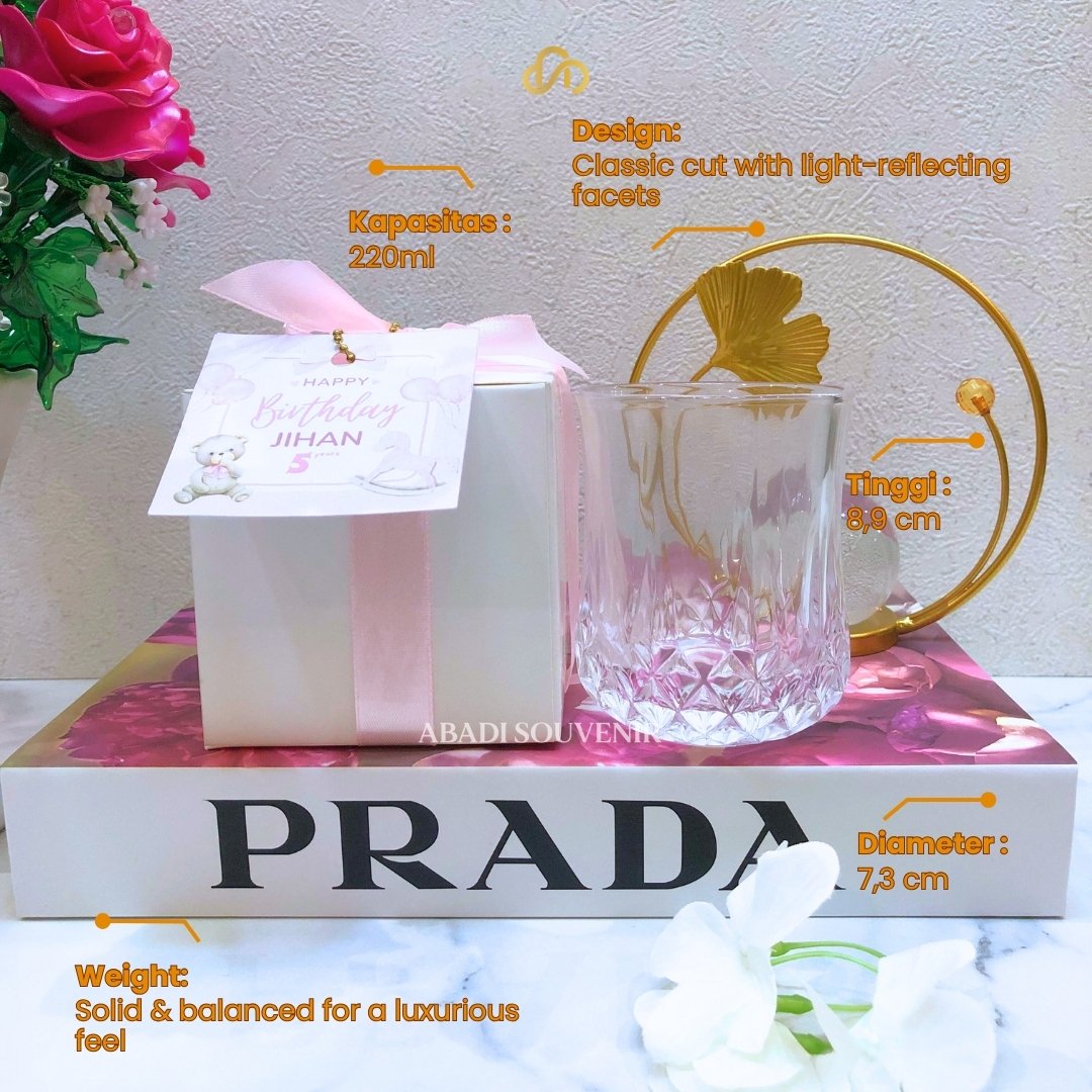Gelas Whisky Crystal Aesthetic Kaca 220ml Bening - Gambar 3