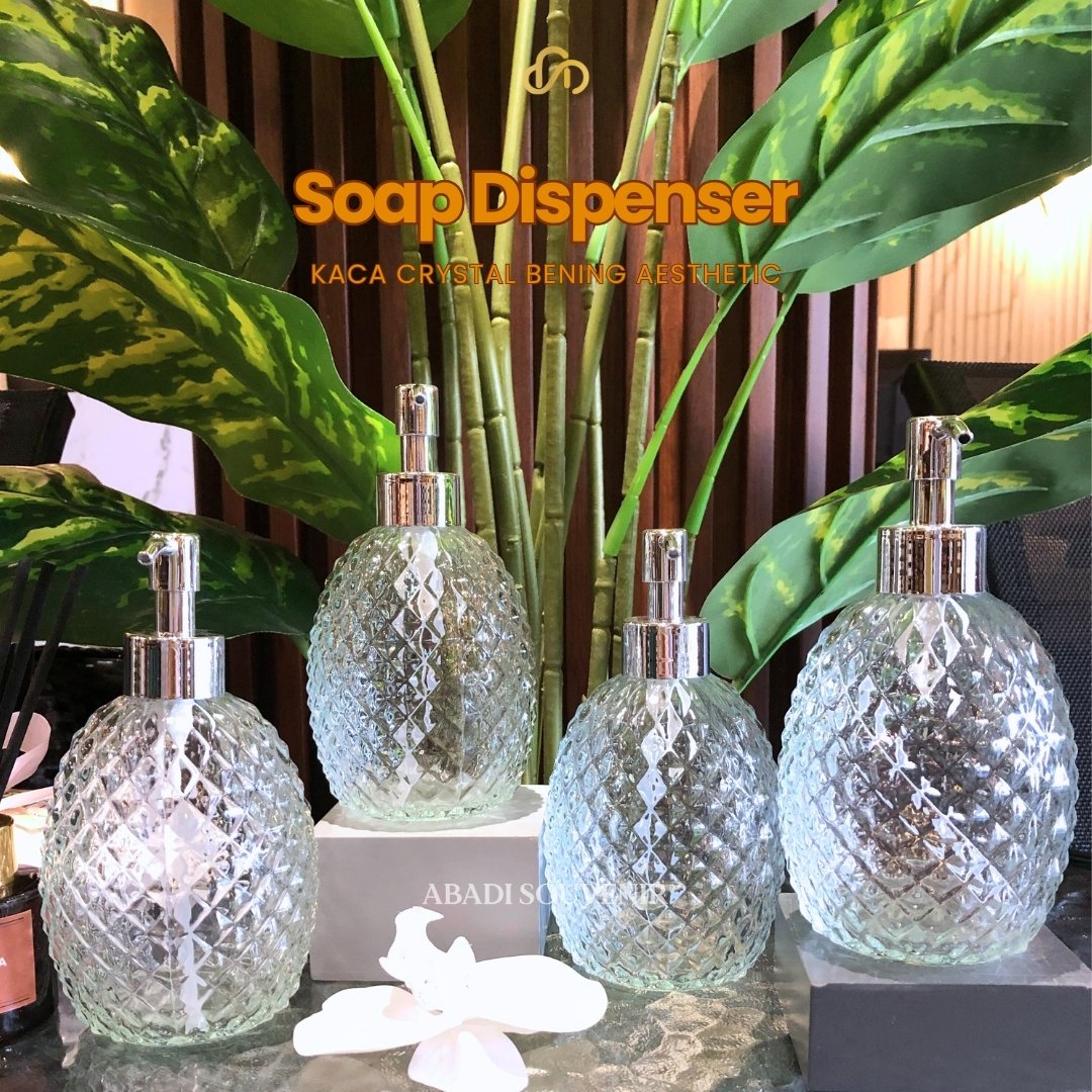 Soap Dispenser Kaca Crystal Bening Aesthetic Tempat Sabun Kaca Pump Sabun