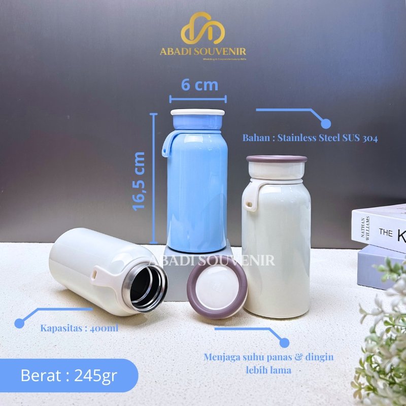 Tumbler Thermos Botol Milk Mini Latte Stainless Steel 400ml - Gambar 10