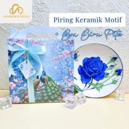 Piring Keramik Motif + Box Piring Motif Biru