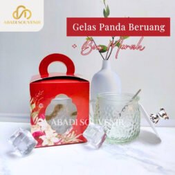 Gelas Panda Beruang Kemas Box Merah
